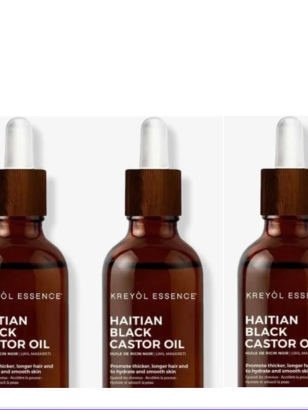 3 x Haitian Black Castor Oil Light, Kreyol Essence, Sample Sized bottles